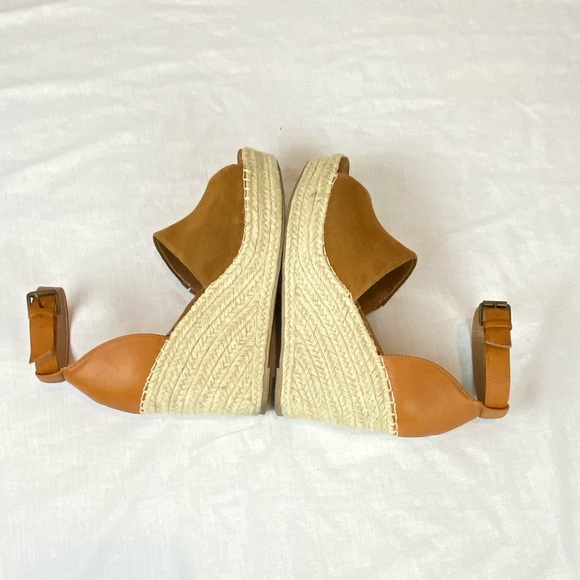 Steve Madden Espadrille Sandals Platform Wedge Heel Tan Suede Open Toe Size 8.5 - Picture 6 of 10